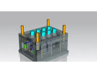 plastic power outlet base mold set Low-poly 3D model