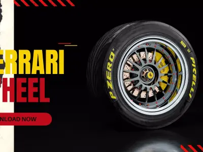 Ferrari Car Wheel Model and PBR Texture 3D model