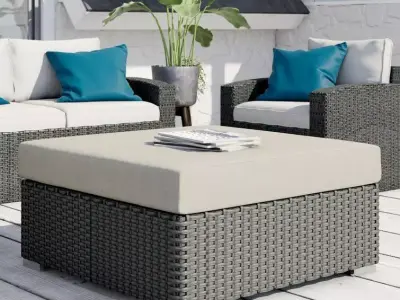 Tripp Outdoor Ottoman with Sunbrella Cushions 3D model