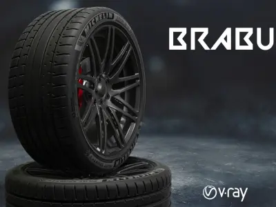 brabus car tyre 3D model