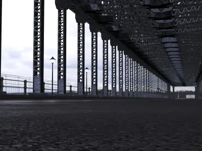 Low Poly Suspension Type Balanced Cantilever Bridge 3D model