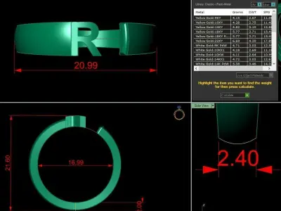 Alphabet Ring R 3D print model