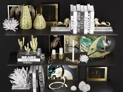 Luxury Decorative Set with Gold and Black Accessories 3D model