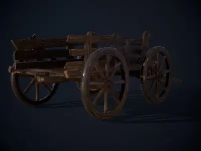 Medieval Cart Low-poly 3D model