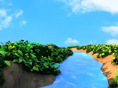 Blender 4 Stylized Waterfall Geometry Node 3D model