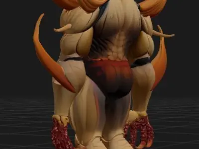 Wood-Blood Genetically Engineered Bio-Horror Rigged 3D Model 3D model