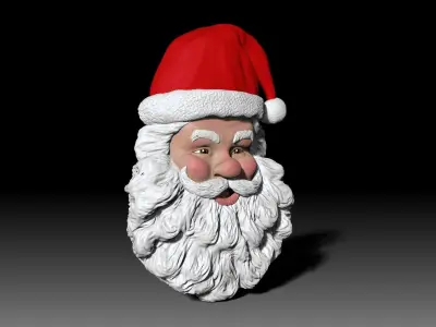 Santa Claus head wall decor Christmas 3D print model
