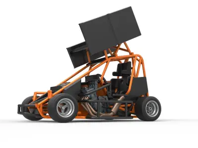 Pavement Winged 600 Micro sprint car Scale 1 to 25 3D print model