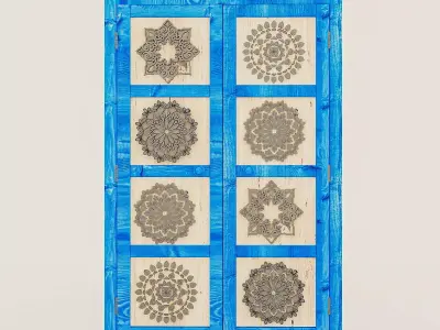 Wardrobe Mandala Blue Painted Wood Free 3D model