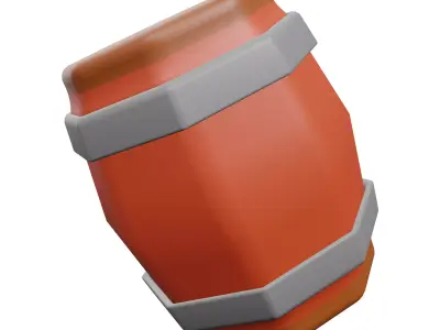 Barrel 3D Model orange Low-poly 3D model