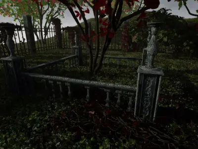 Garden of Youth UE5 Gazebo and Fountain modular asset pack Low-poly 3D model