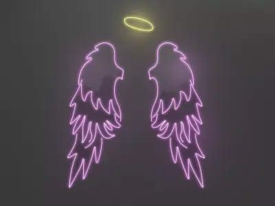 Angel Wings - Neon Sign 3D model