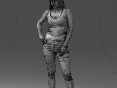 000166 Woman in Casual Embroidered Jeans and Tank Top 0718 3dp 3D print model