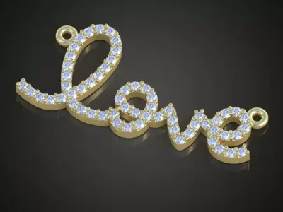 LOVE Pendant model 3D 0218 printable model 3D print model