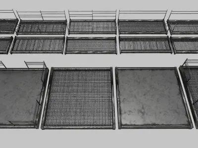 Stair Set of metal cages Low-poly 3D model