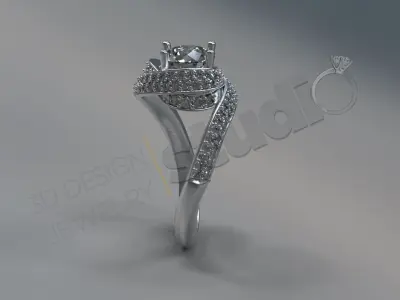 Luxury trinity solitaire ring 3d print model 3D print model