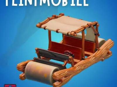 Flintstone-Style Car STL Cartoon Stone Age Vehicle 3D print model