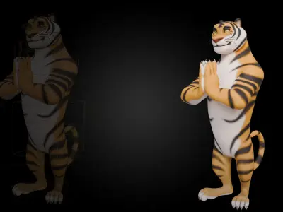 Biped Tiger Rigged Low-poly 3D model