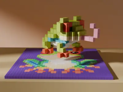 Frog Voxel Stylized Cubic Low-poly 3D model