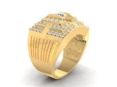 Luxury Square Diamond Men Ring 588 3D print model