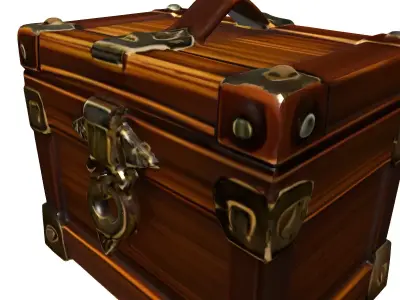Ornate Wooden Treasure Chest Low-poly 3D model