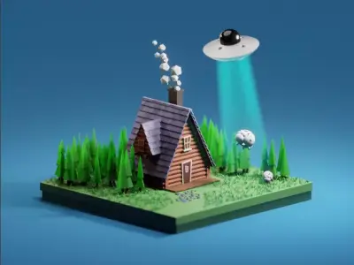 A House In The Forrest Low-poly 3D model