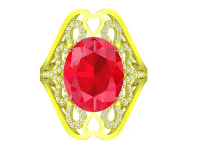 Luxury Oval Gemstone Filigree Ring 3D Model for Fine Jewelr 4484 3D print model
