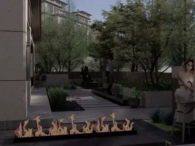Modern style garden 3D model