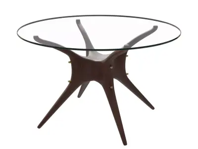 Walnut Round Dining Table Low-poly 3D model