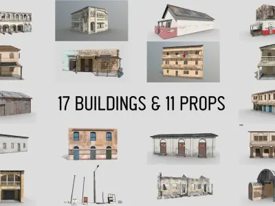 Colonial Buildings 3D Model Collection