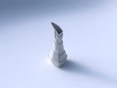 Vase puffy tappered triangle with sharp ribbons 3D print model