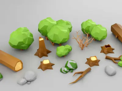 Low-Poly Forest Nature Set Free Trial Free low-poly 3D model