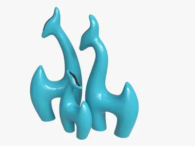 Abstract Animal Ceramic Figurine Set 02 3D model