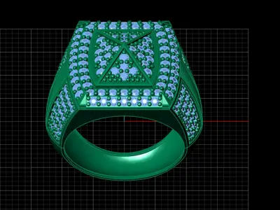 Print Ready STL 3DM  Gents Rings Diamond Men Ring  3D print model 166