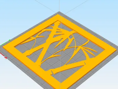 Bamboo wall decoration  set of 3 frames  3D print model