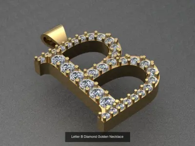 Letters Diamond Golden Necklaces Set 3D Model Pack