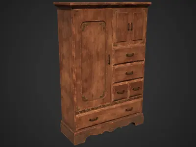 Stylized Wardrobe Free low-poly 3D model