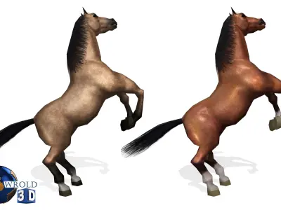 Lowpoly Horse Collection Pack Rigged-Animated 3d model Low-poly 3D model