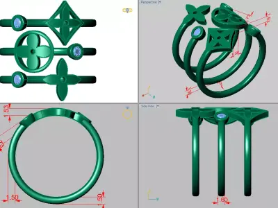 flower star ring luv style  3D print model
