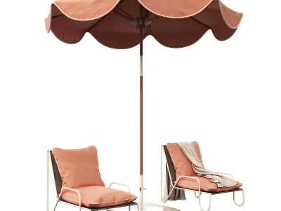 market umbrella coco republic coral natural 3D model