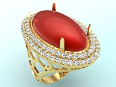 Gemstone Rings - Oval stone ring - Womens Rings 3D print model