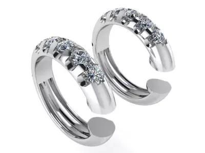 Hoop Diamond Earring 2807 3D print model