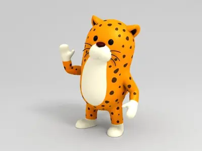 Rigged Leopard Character 3D model