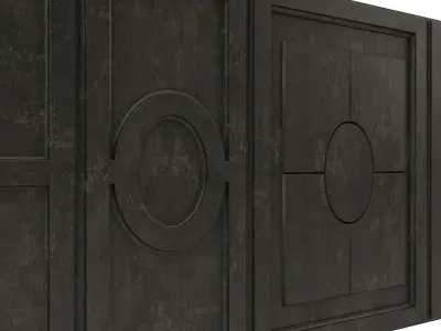 Bar Set 01 part2 Old Black with patina wood wall panels  3D model