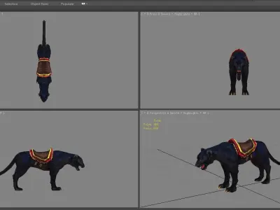 Cartoon black panther mount - Shadow Cheetah Low-poly 3D model