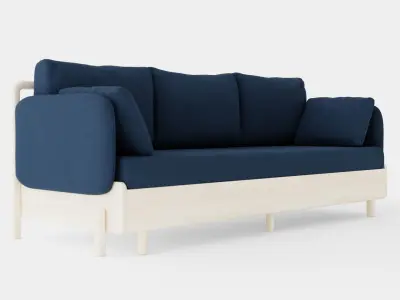 3 Seater Sofa Low-poly 3D model
