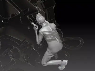 mechanic 2 at work in the garage during the Formula 1 3D print model