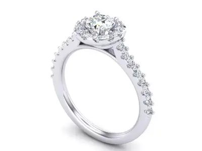 Classic Round Solitaire With Big Halo Engagement Ring 3dm 3D print model
