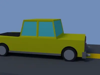 passenger yellow car low poly Free low-poly 3D model