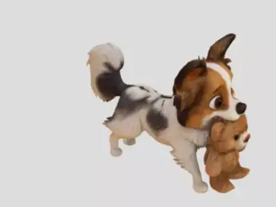 Lara y Pepo - Puppy with Teddy 3D model